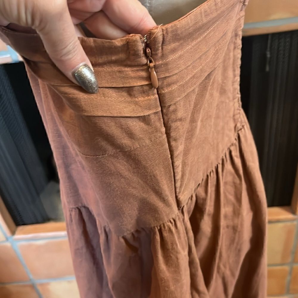 Joie Midi Linen Blend Sundress Pockets Clay Terracotta, 16! - Picture 6 of 9